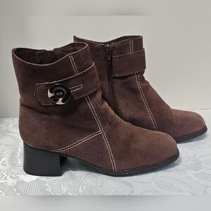 Bijou Women's Brown Leather Upper Ankle Boots Whimsigoth  7.5M